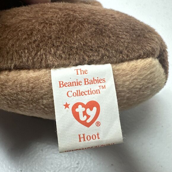 Ty Beanie Babies Hoot Owl Plush Stuffed Animal Vintage P3 Brown - Picture 6 of 7